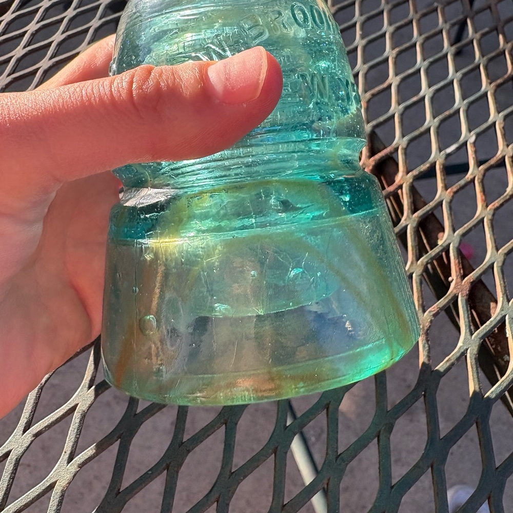 Vintage W. Brookfield New York Glass Insulator - Aqua - Picture 5 of 5